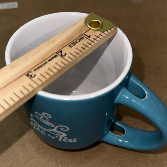 Set Of 2 Coffee & Tea Mugs With Blue Floral & Logo Designs - Picture 8 of 12